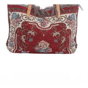 NEW JIJOU CAPRI women's tapestry leather double handle handbag in wine red